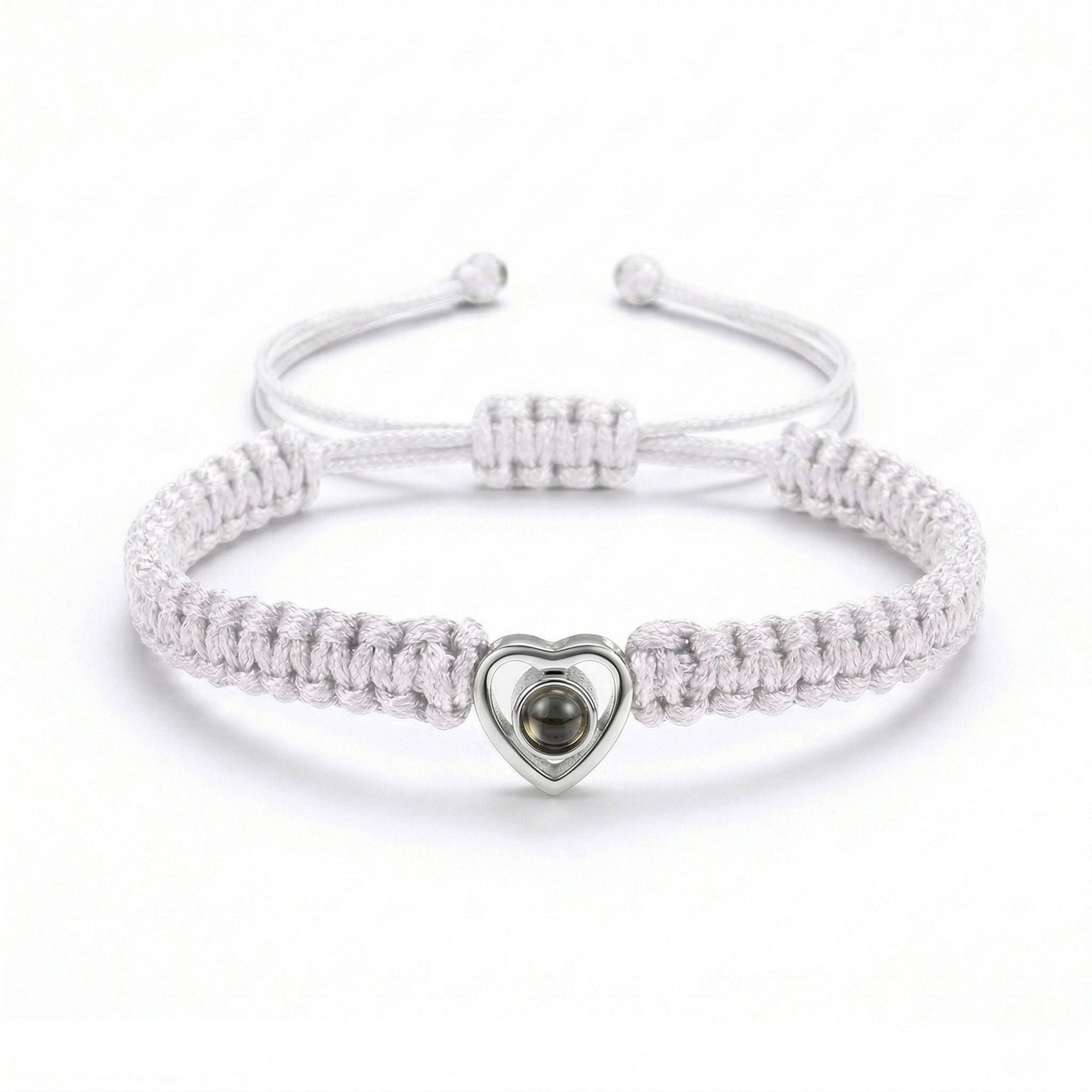 His/Her Braided Rope photo Projection heart Bracelet- SnapEyelet