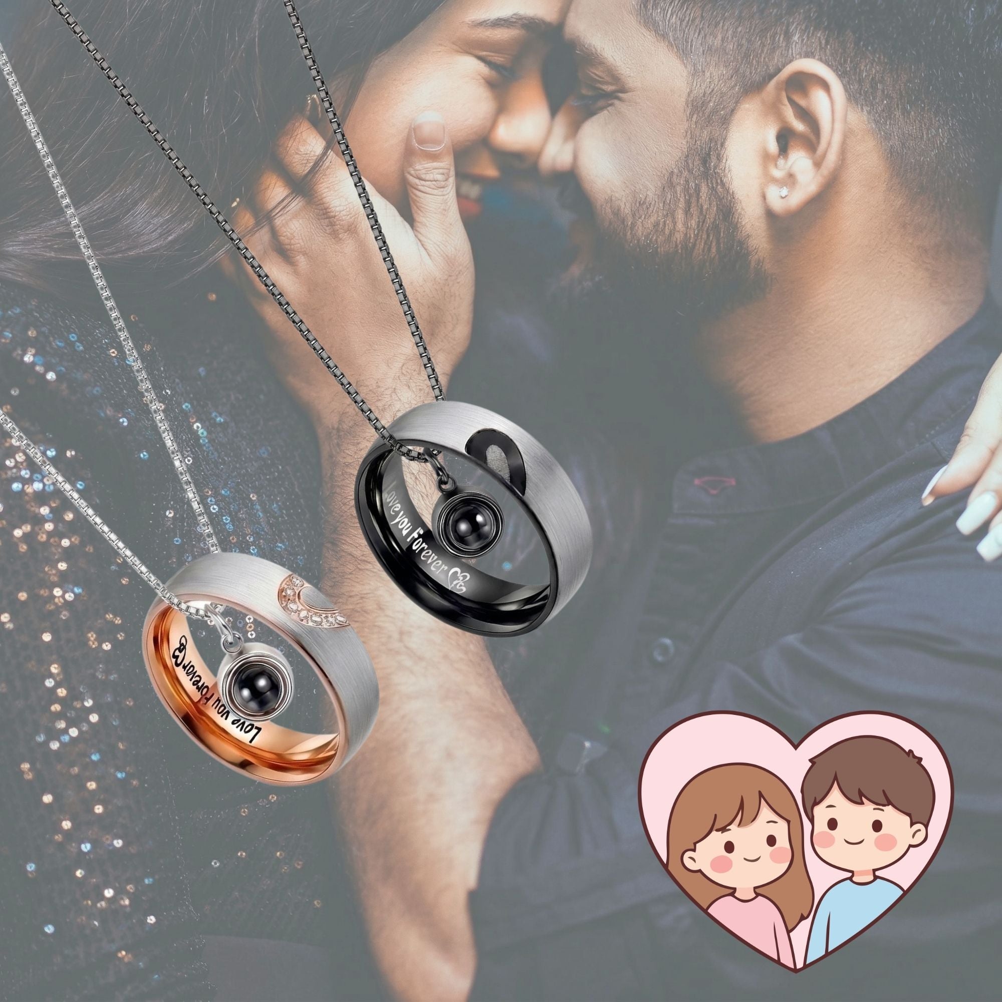 He & She Couple Necklace – Romantic Matching Gift for Him & Her SnapEyelet