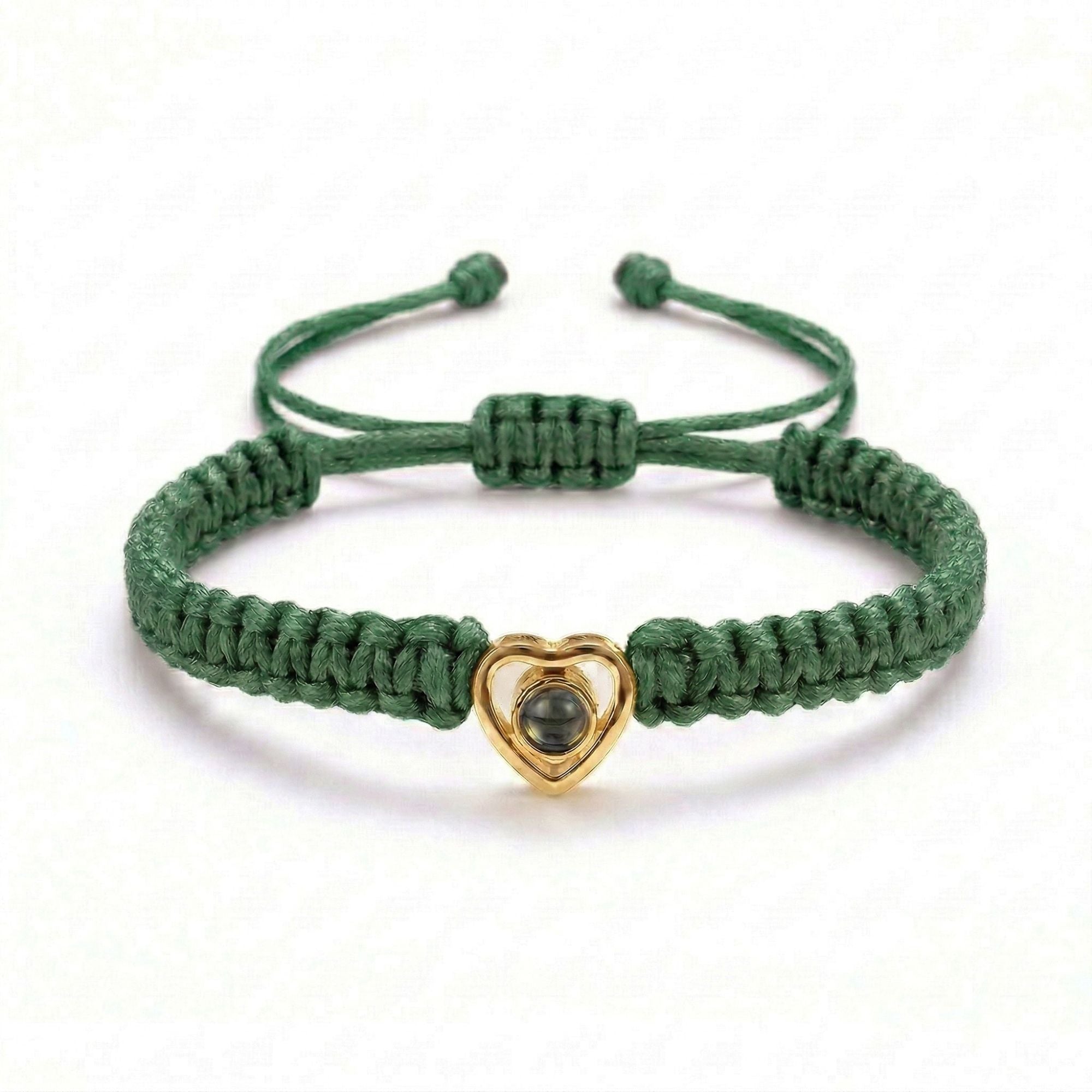 His/Her Braided Rope photo Projection heart Bracelet- SnapEyelet