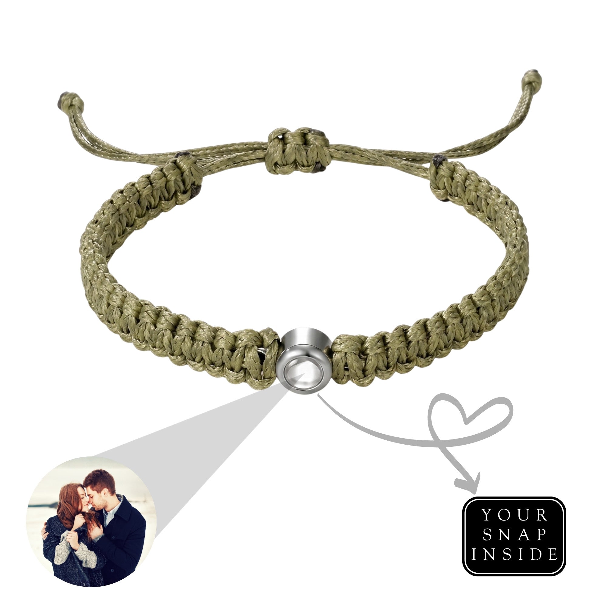 His/Her Braided Rope photo Projection DROP Bracelet- SnapEyelet