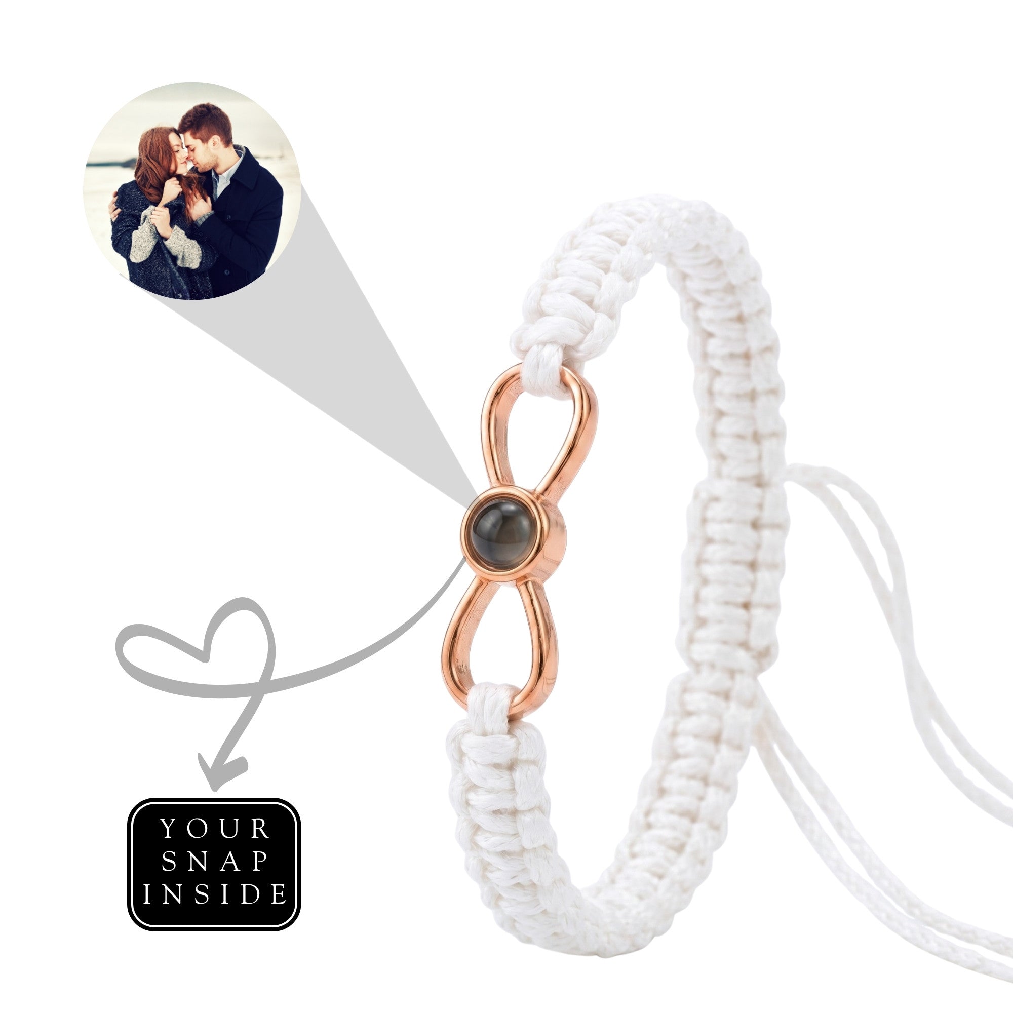 His/Her Braided Rope photo Projection INFINITE Bracelet- SnapEyelet