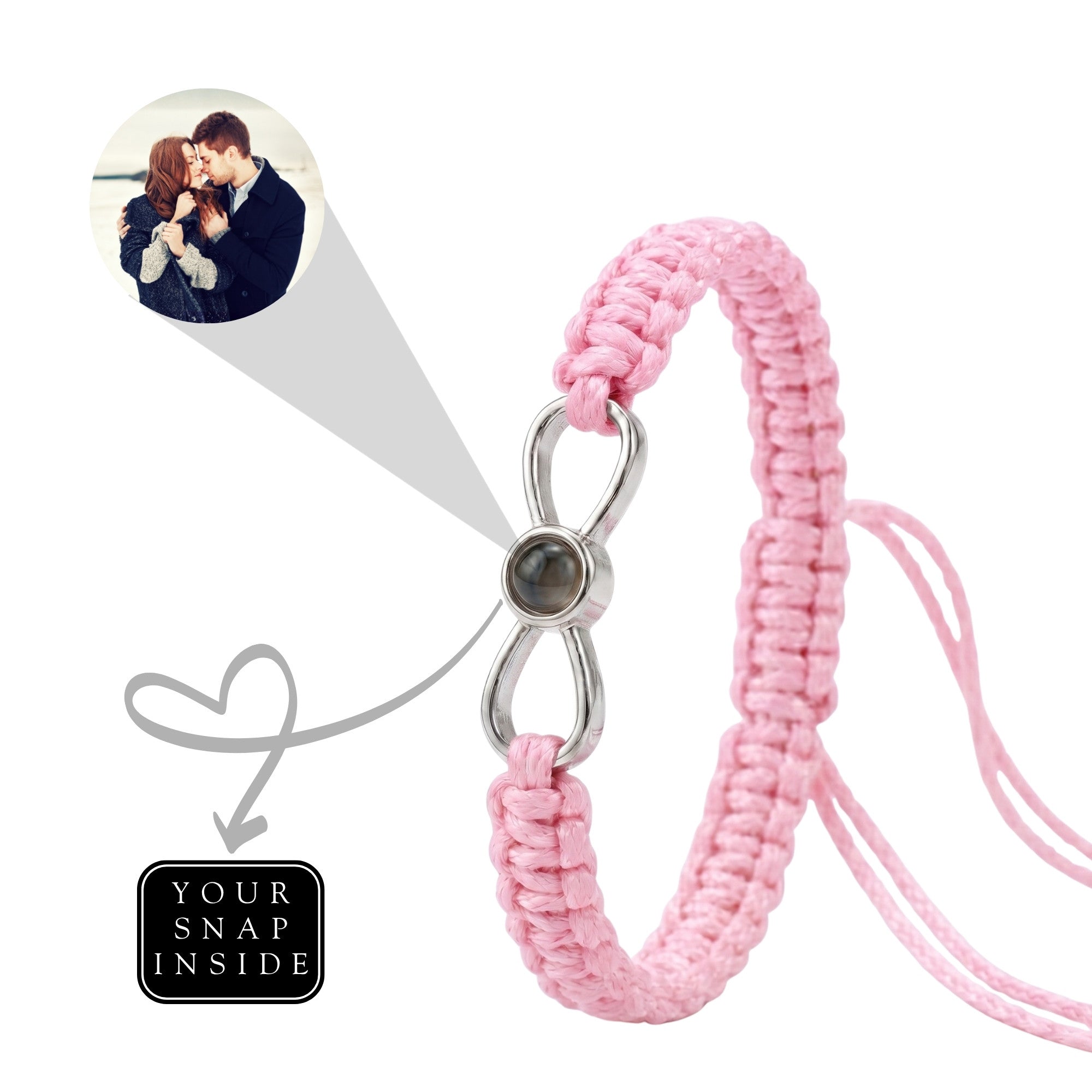His/Her Braided Rope photo Projection INFINITE Bracelet- SnapEyelet
