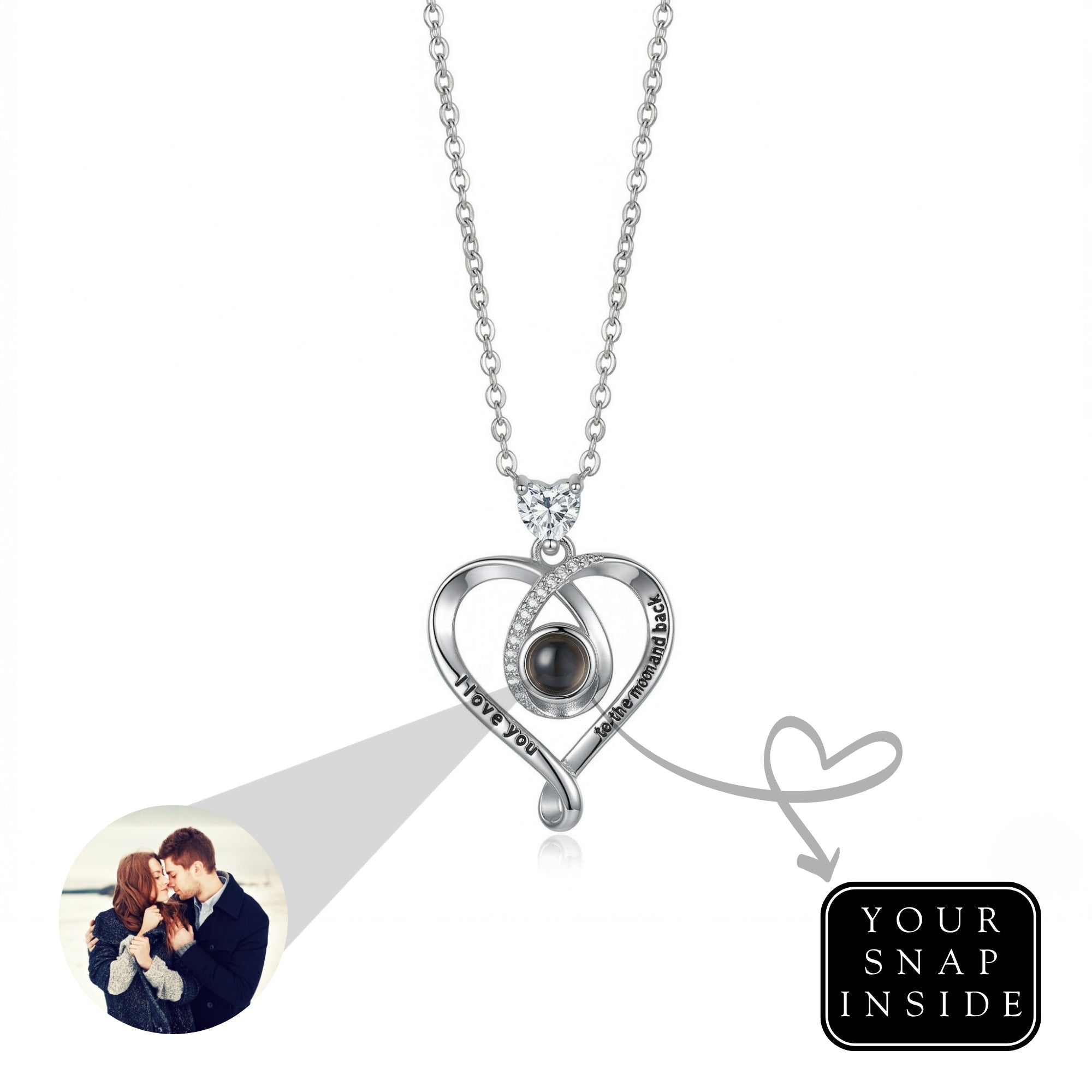 The Hidden Portrait projection I love you heart Necklace-SnapEyelet
