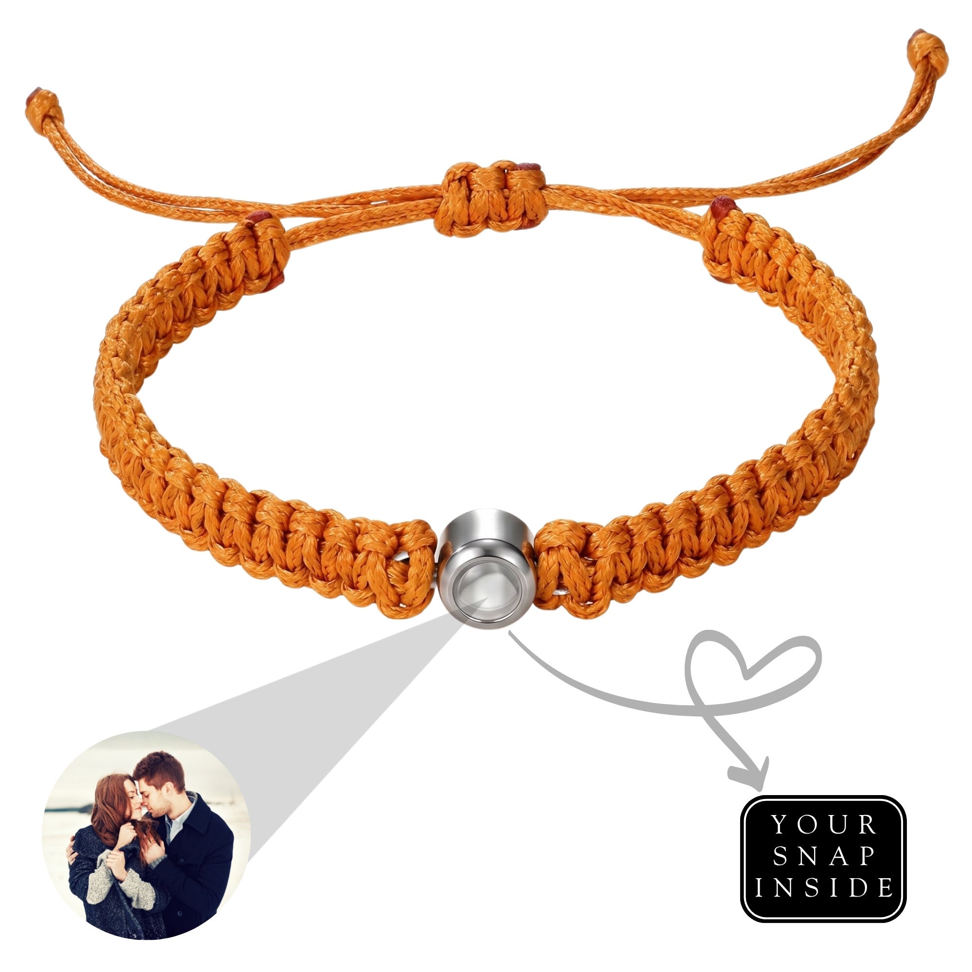 His/Her Braided Rope photo Projection DROP Bracelet- SnapEyelet