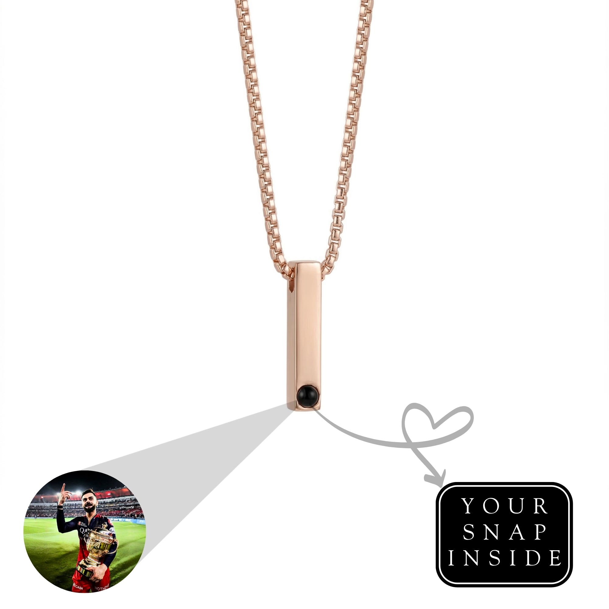 Pursonalised Photo projection Bar Necklace -SnapEyelet