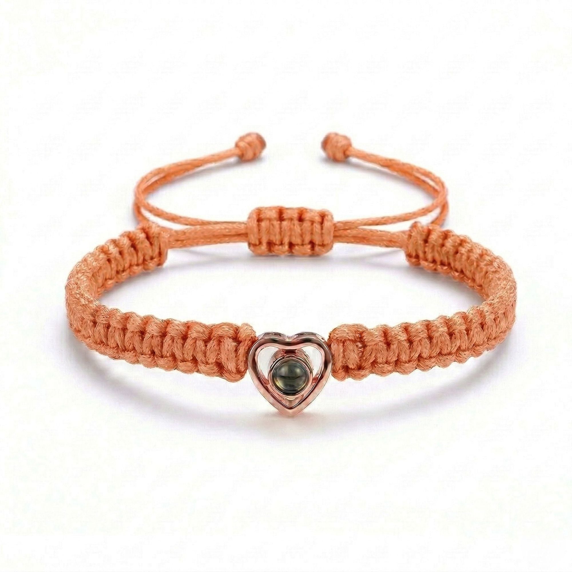 His/Her Braided Rope photo Projection heart Bracelet- SnapEyelet