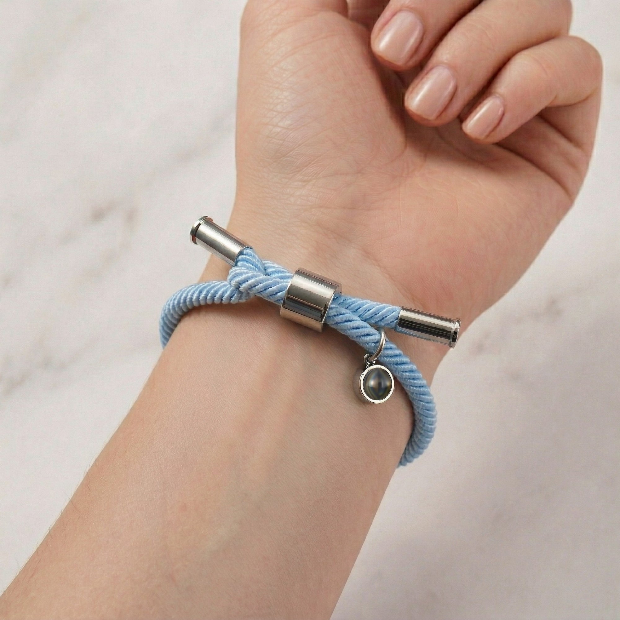 His/Her Adjustable Braided Rope photo Projection Bracelet- SnapEyelet
