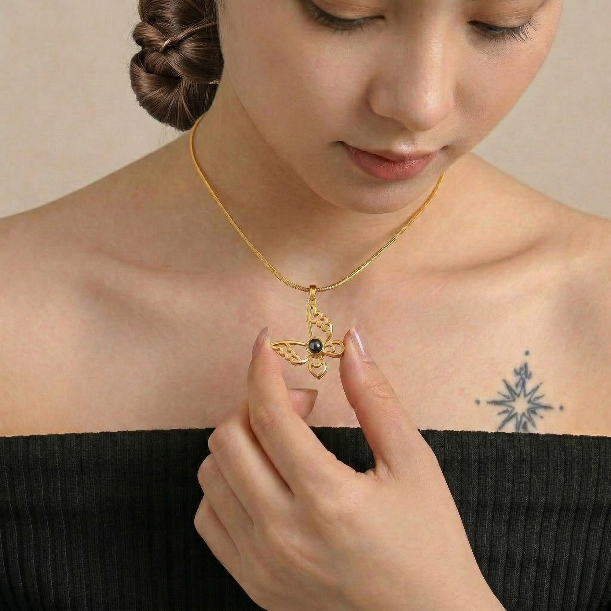 Elegant Butterfly “ Memory Projection Necklace-SnapEyelet