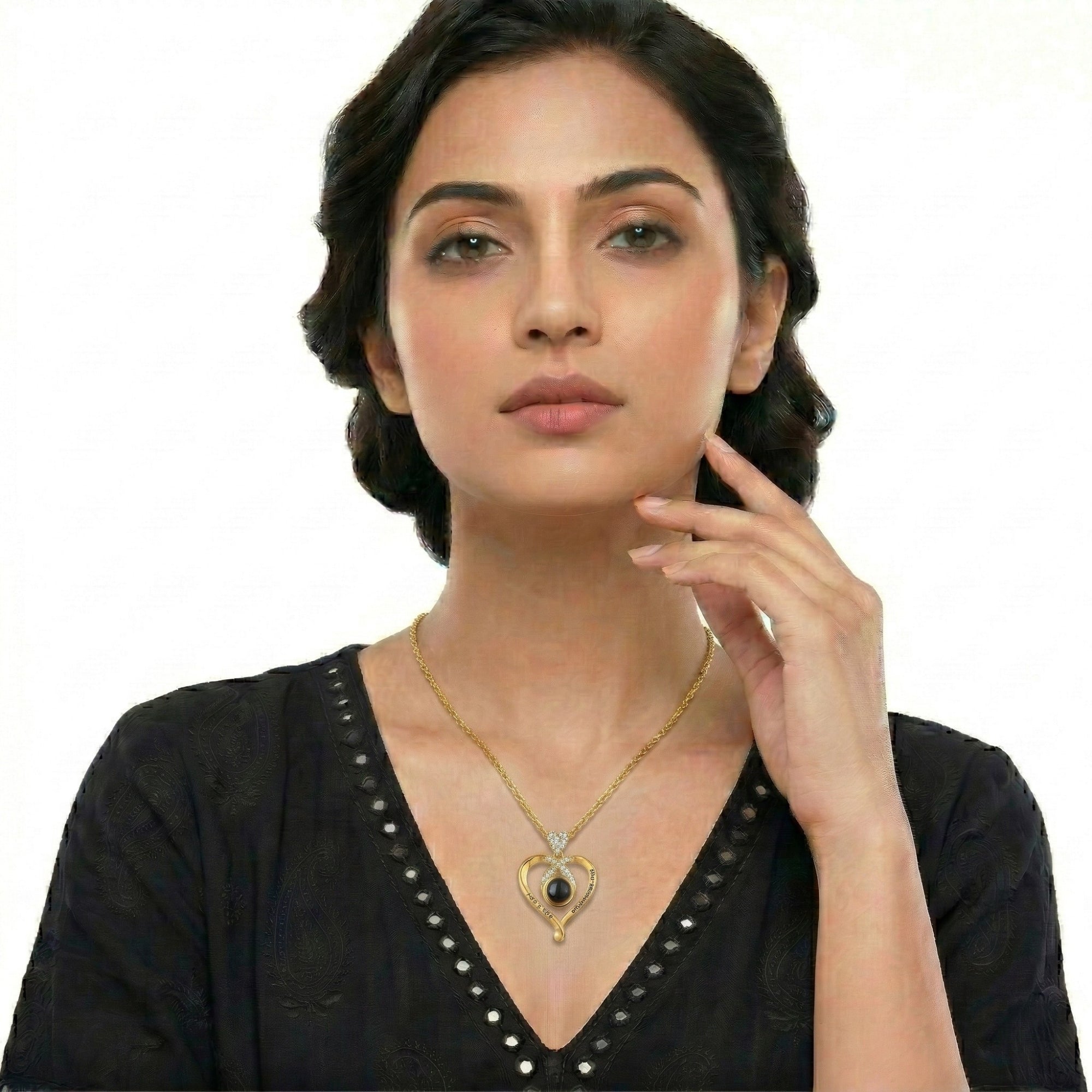 The Hidden Portrait projection I love you heart Necklace-SnapEyelet