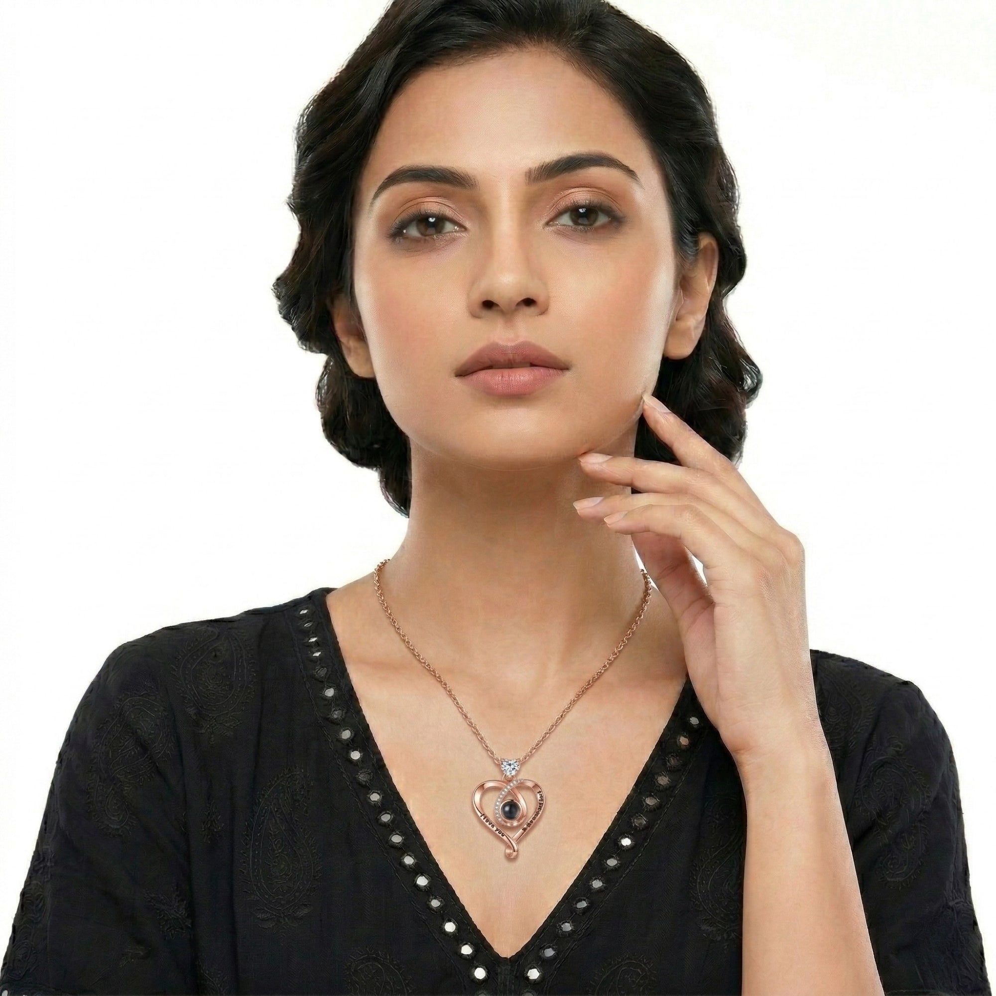 The Hidden Portrait projection I love you heart Necklace-SnapEyelet