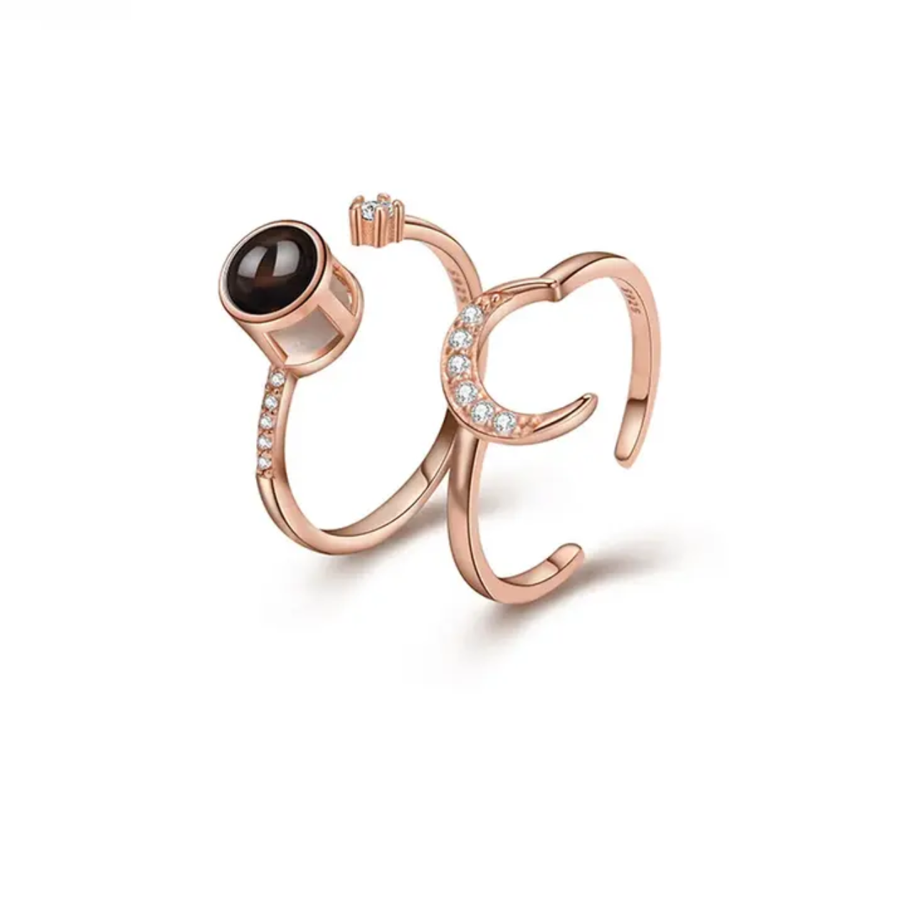 Hidden photo projection half moon ring- Snapeyelet
