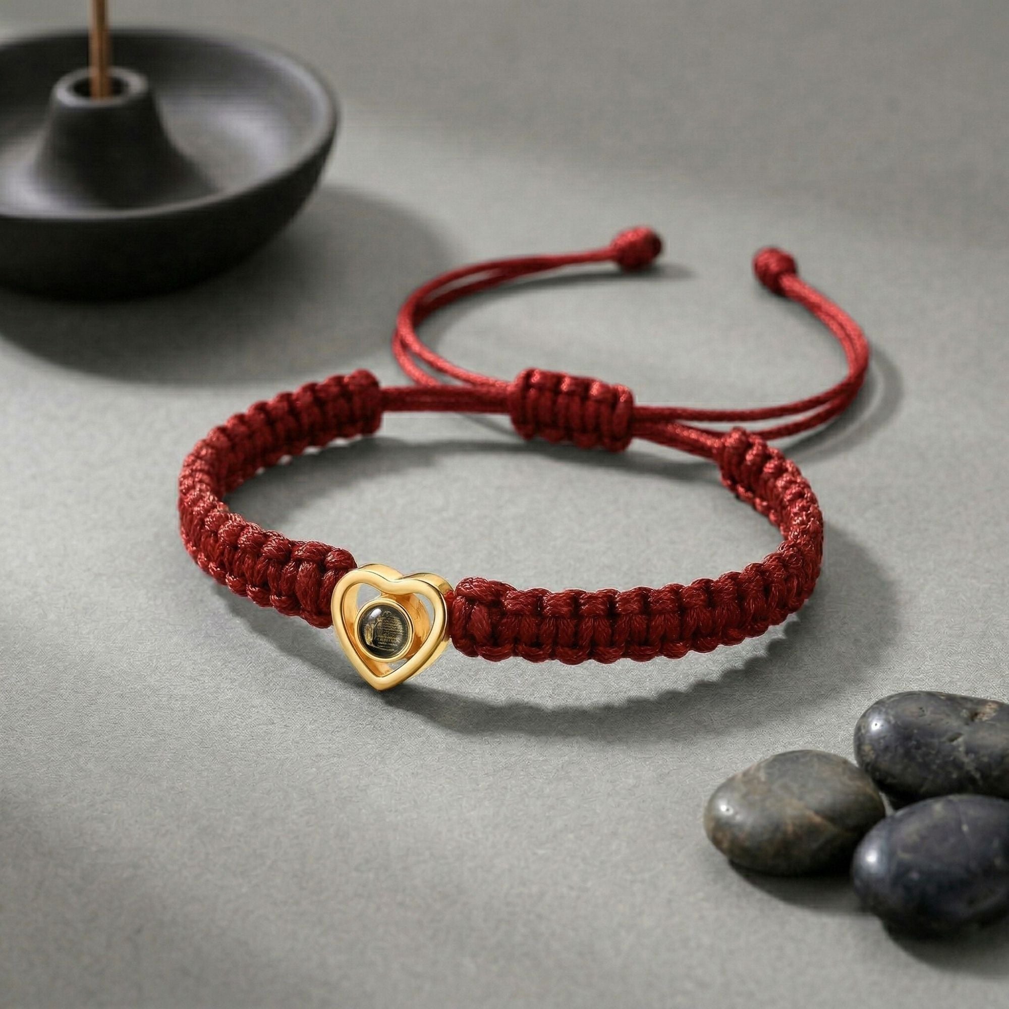 His/Her Braided Rope photo Projection heart Bracelet- SnapEyelet