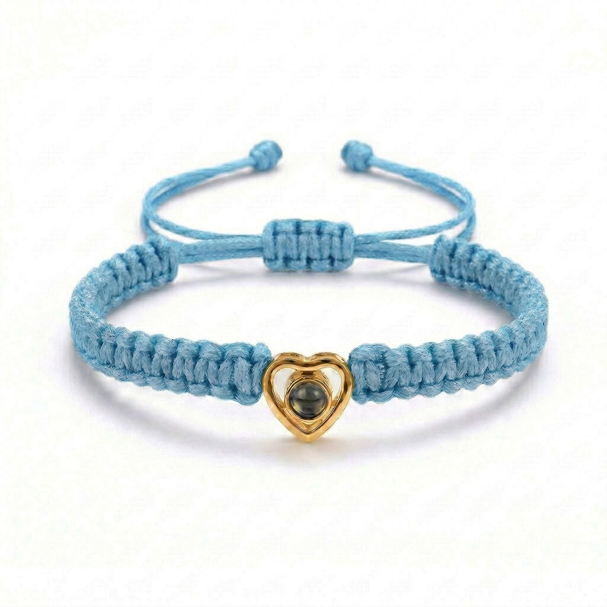 His/Her Braided Rope photo Projection heart Bracelet- SnapEyelet