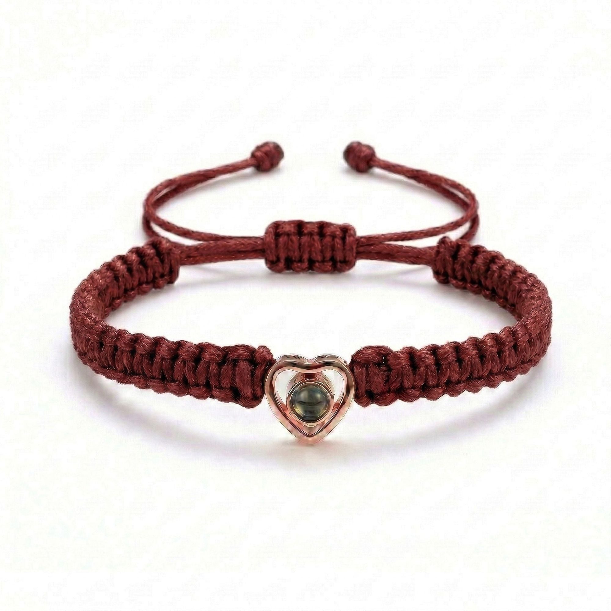 His/Her Braided Rope photo Projection heart Bracelet- SnapEyelet