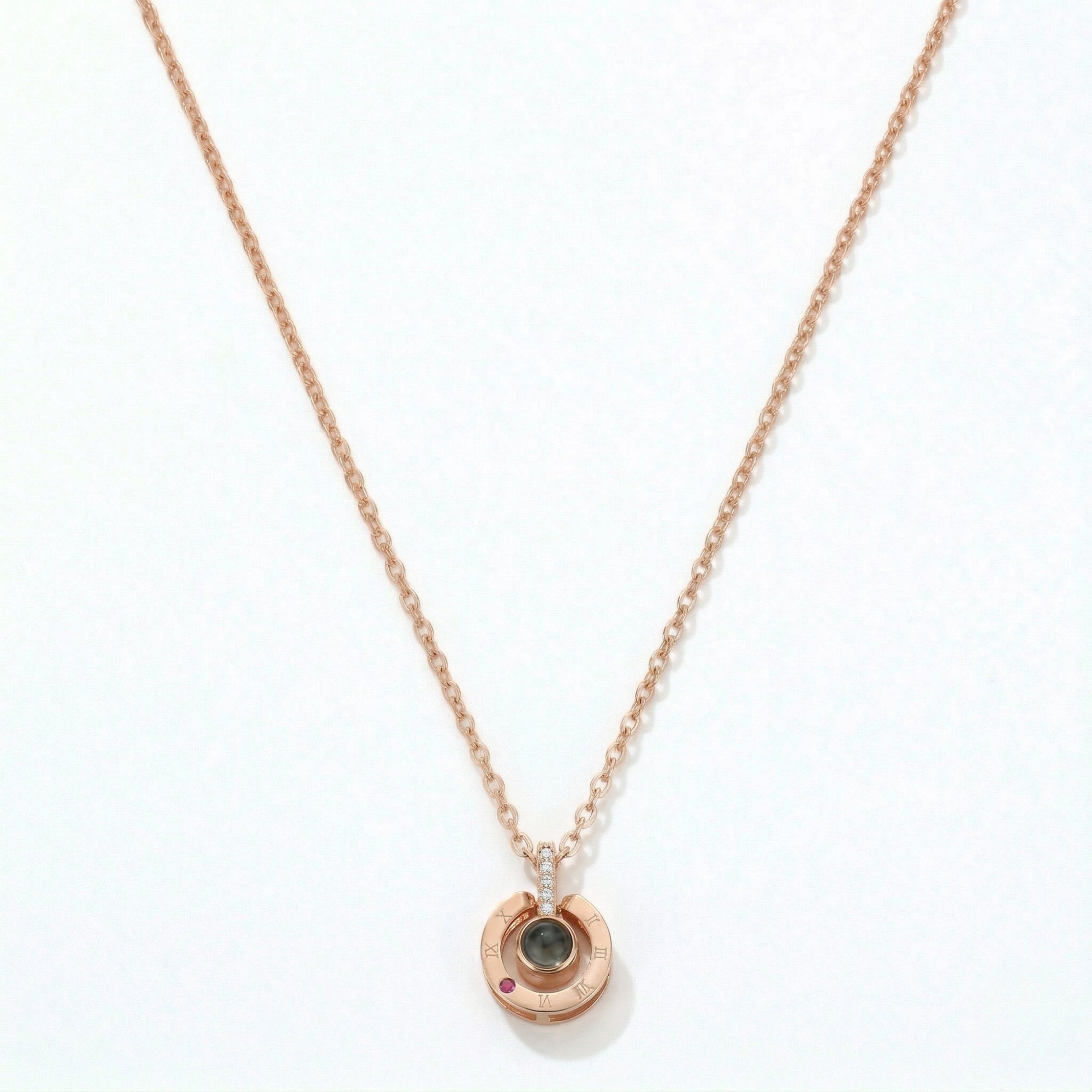 Roman  circle hidden photo projection Necklace-SnapEyelet