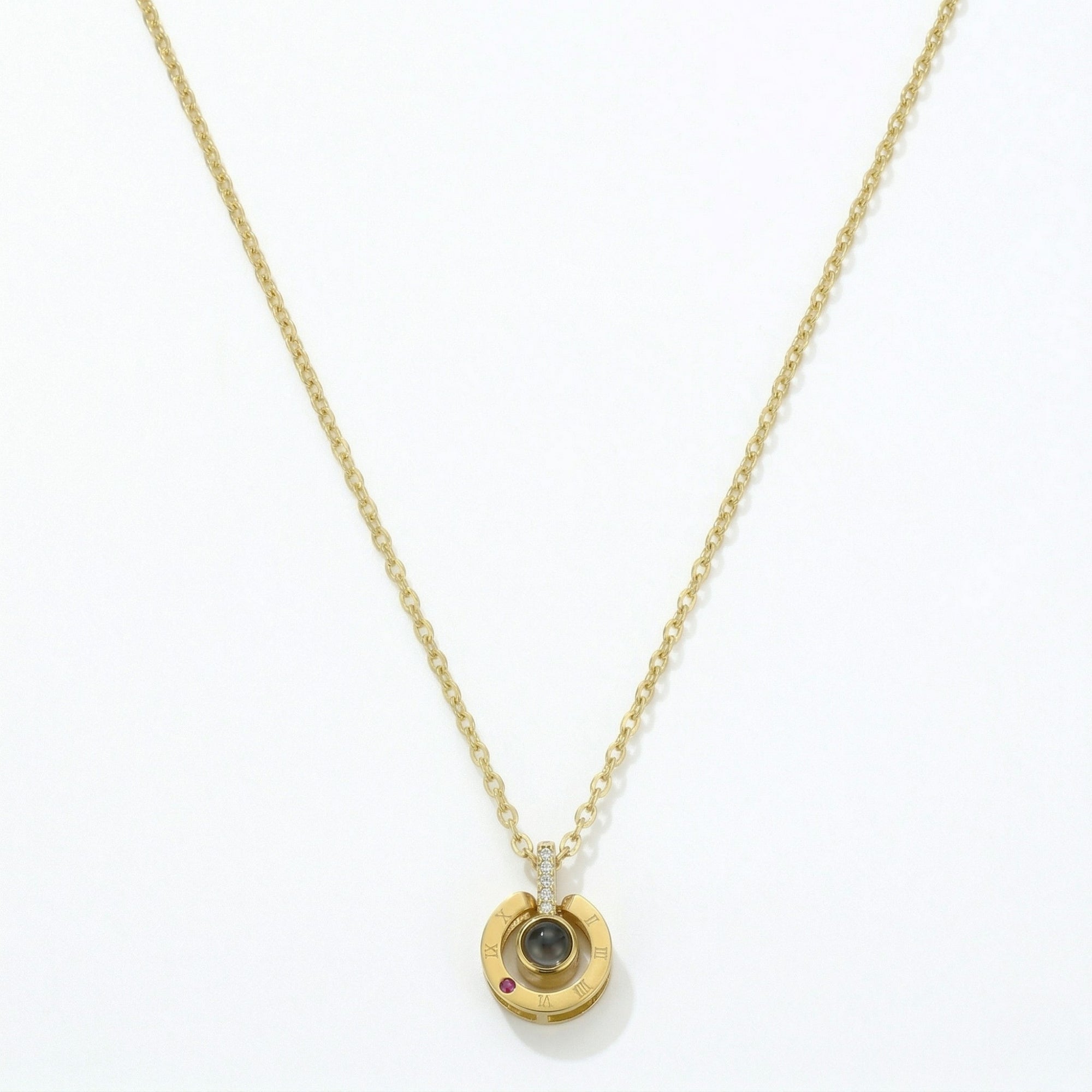 Roman  circle hidden photo projection Necklace-SnapEyelet