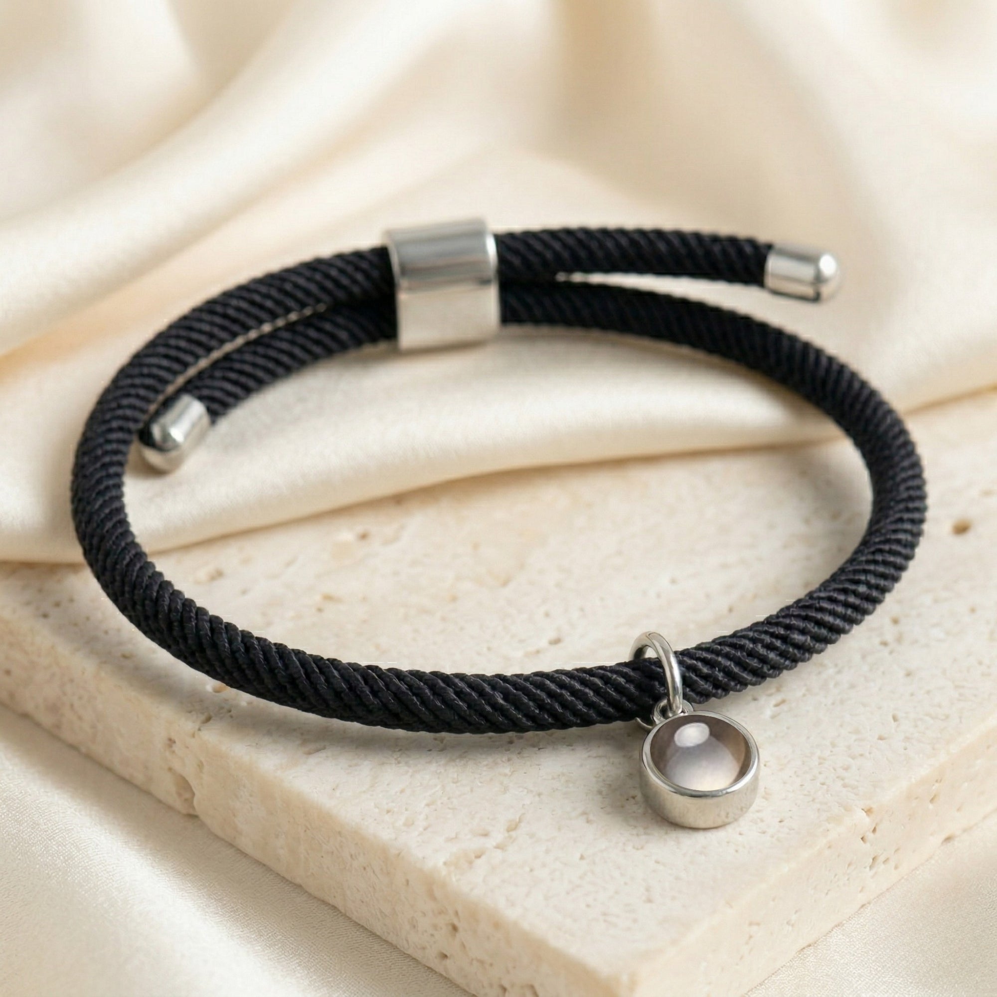 His/Her Adjustable Braided Rope photo Projection Bracelet- SnapEyelet