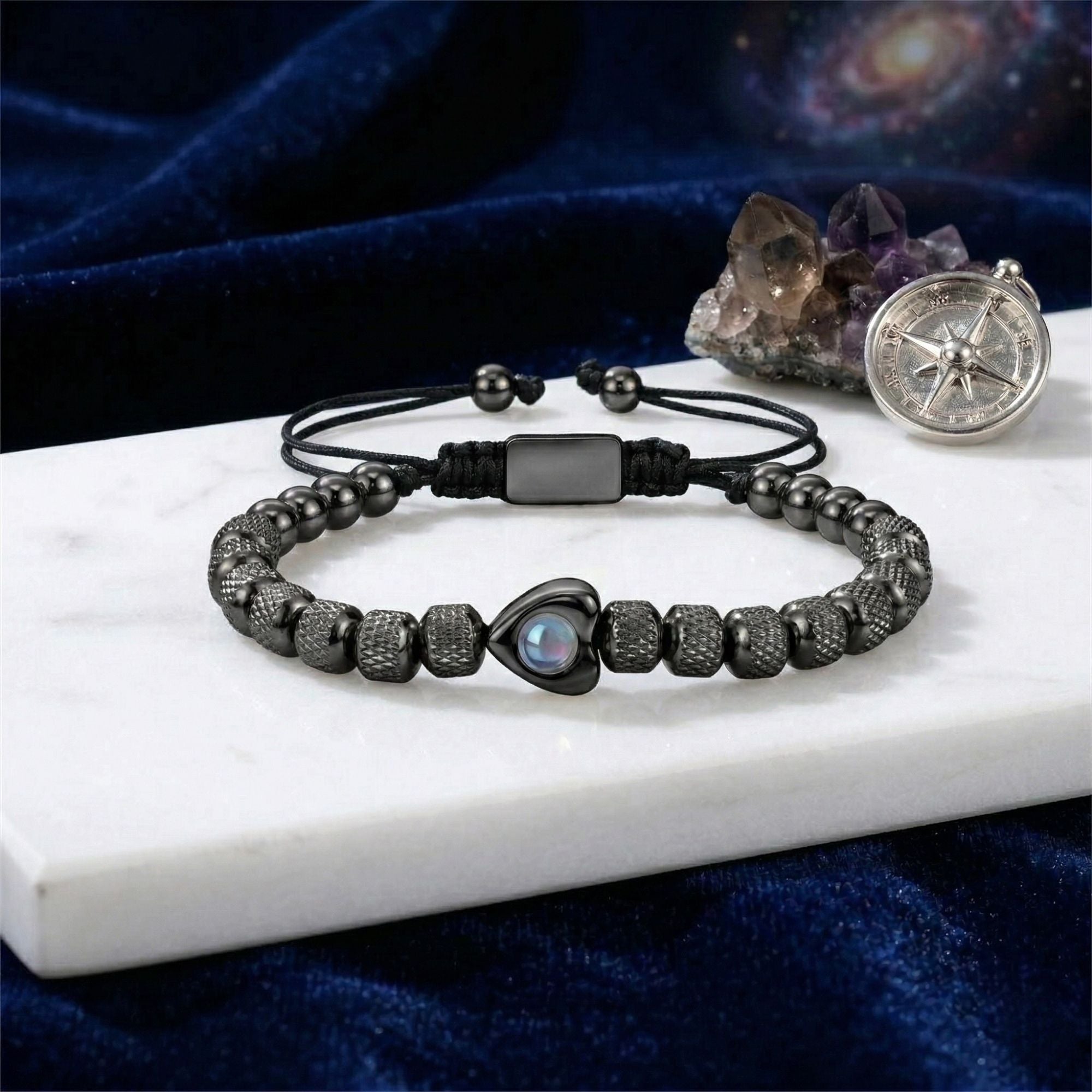 Titanium beads heart projection bracelet- SnapEyelet
