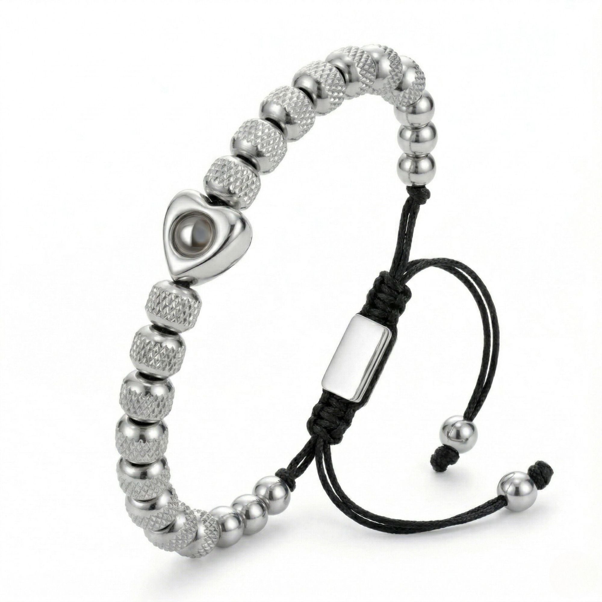 Titanium beads heart projection bracelet- SnapEyelet
