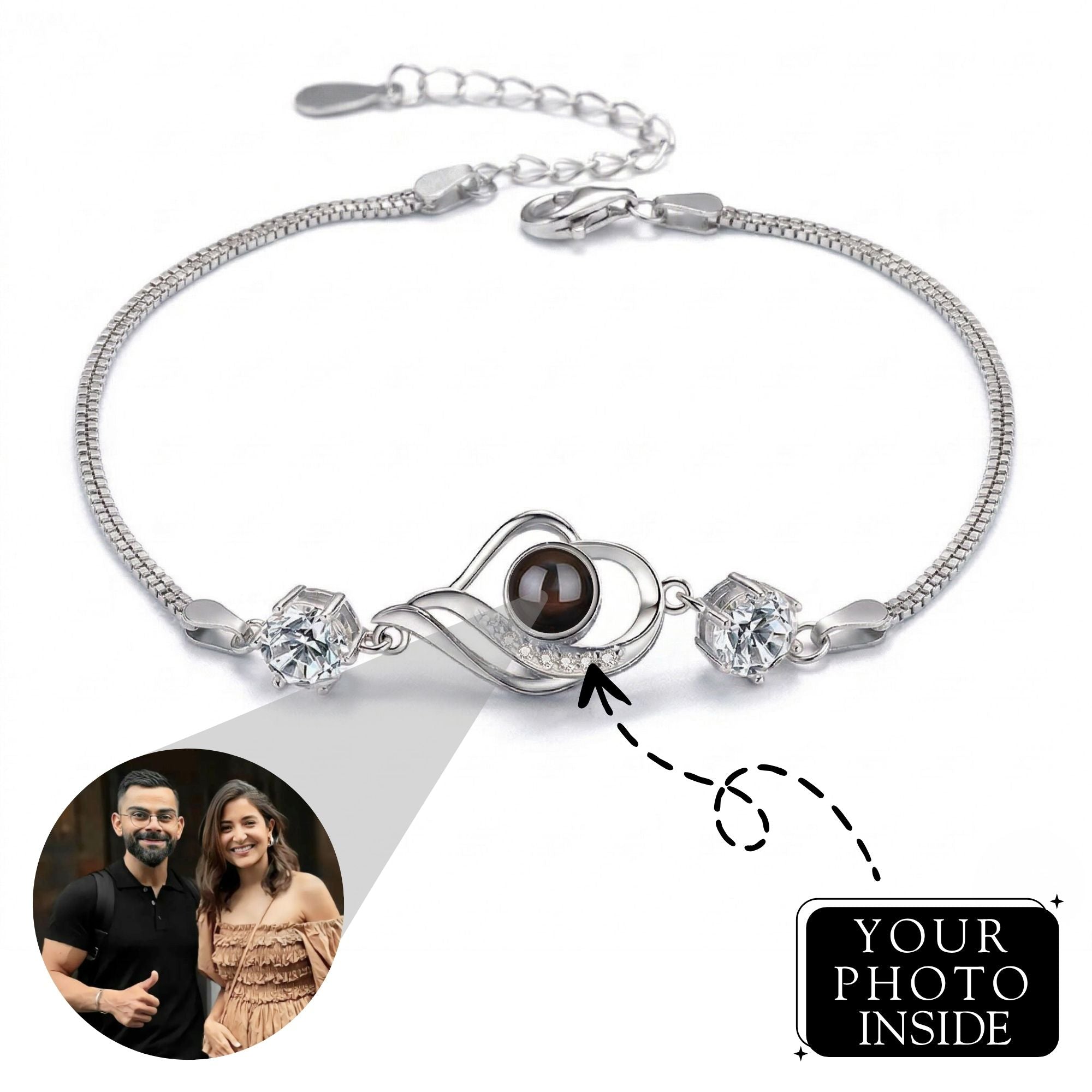 Twisted Heart Zircon Studded Adjustable Bracelet SnapEyelet