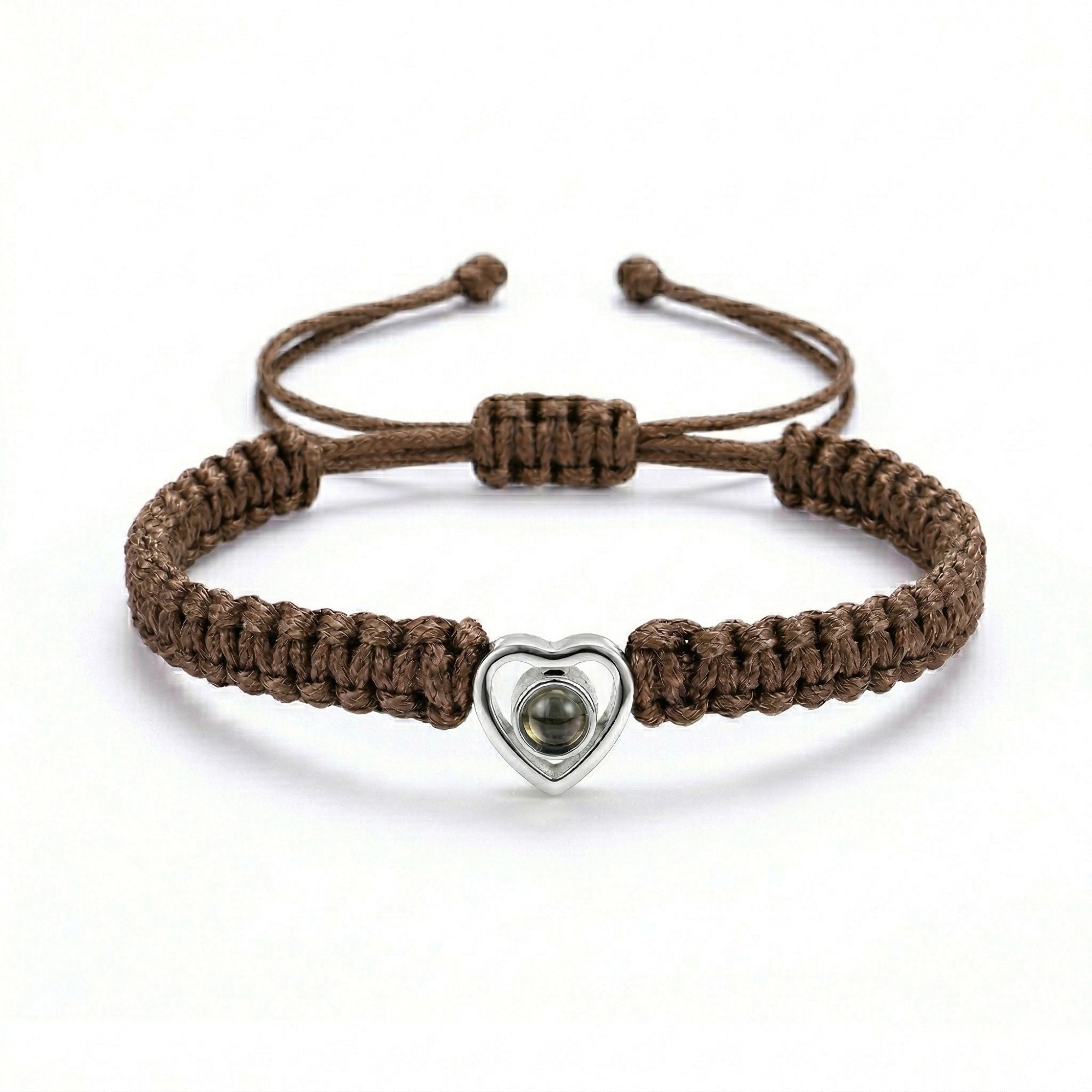 His/Her Braided Rope photo Projection heart Bracelet- SnapEyelet